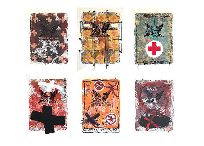 pleased to meet you • je 75 x 55 cm • Acryl, Heftpflaster auf Büttenpapier